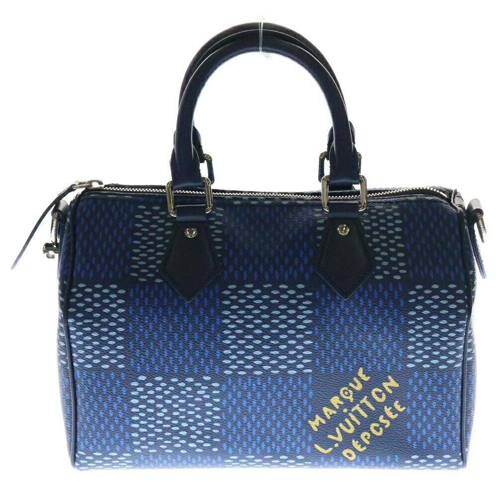 Louis Vuitton Damier Heritage Speedy Leather Handbag Shoulder Bag Blue